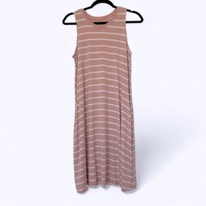 2/$30 Time and Tru Jersey Knit Sleeveless Dress Pink and White Stripe SZ M 8-10